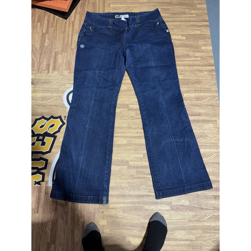 Mecca Femme Boot Cut Dark‎ Blue Jeans size 15/17 Button accents